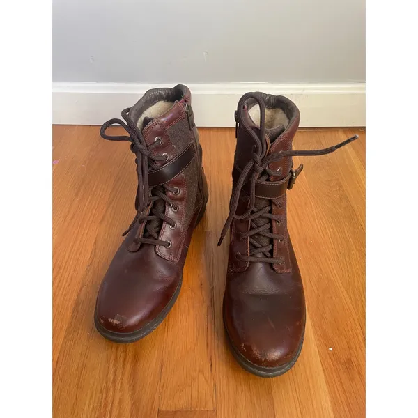 UGG Kesey Waterproof Leather Wool Combat Boot Winter Shearling 8.5 Brown 1005264 - Image 2