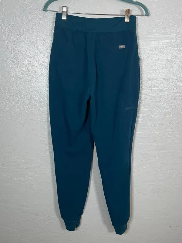 Figs Women S Teal Blue High Waisted Zamora Jogger Scrub Pants Pocket Stretch - Image 4