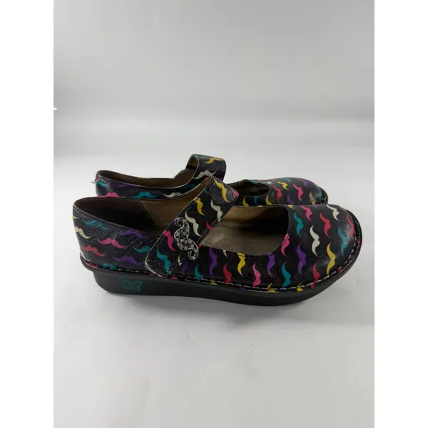 Alegria Paloma Mustache Leather Mary Jane Clogs Black Multi PAL-222 Size 39 - Image 2