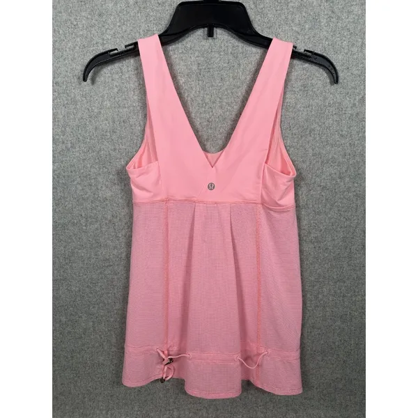 Lululemon Hustle and Bustle Tank Top Womens‎ Size 4 Pink Stripe V-Neck Workout - Image 2