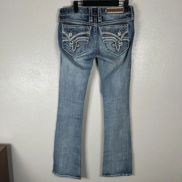 Rock Revival Admeta Boot Jeans Womens 28 Medium Wash‎ Low Rise Contrast Stitch - Image 4