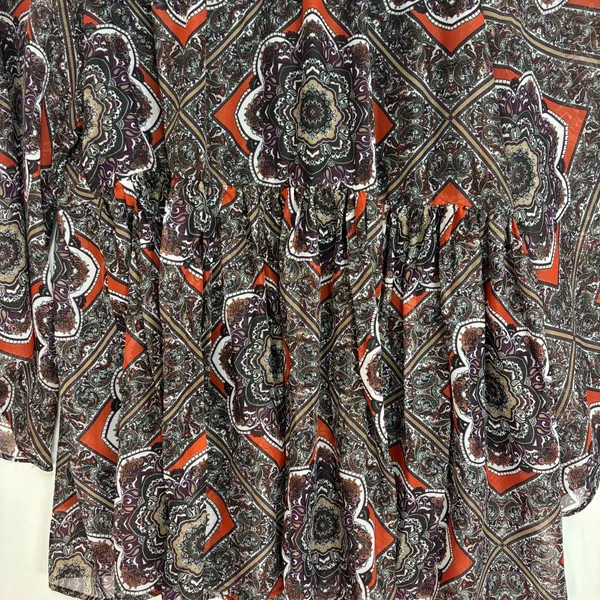AB Studio Floral‎ Paisley Sheer Blouse Women's Large Boho Flared Hippie Babydoll - Image 11
