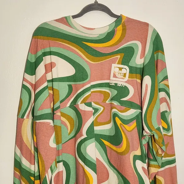Disney Green and Pink Print Walt Disney World Oversized Jersey Tee Size XL - Image 3