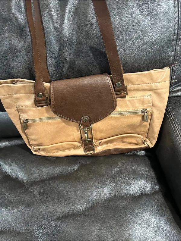 Valentina Brown Leather Interior Tote Tan - Image 2