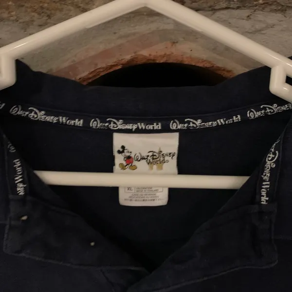 Disney Navy Blue Vintage Embroidered Graphic Polo Top - Image 4