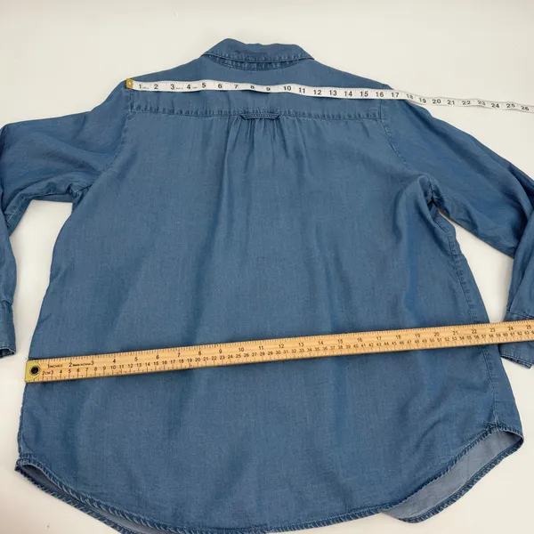 Style & Co Shirt Women's PL Petite Large Blue Pleated Roll Tab Sleeve Flowy Top - Image 9