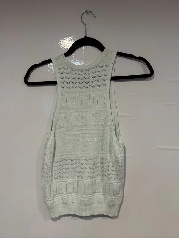 Abercrombie & Fitch Womens Mint Knit Tank Top Openwork Textured Sleeveless M - Image 5