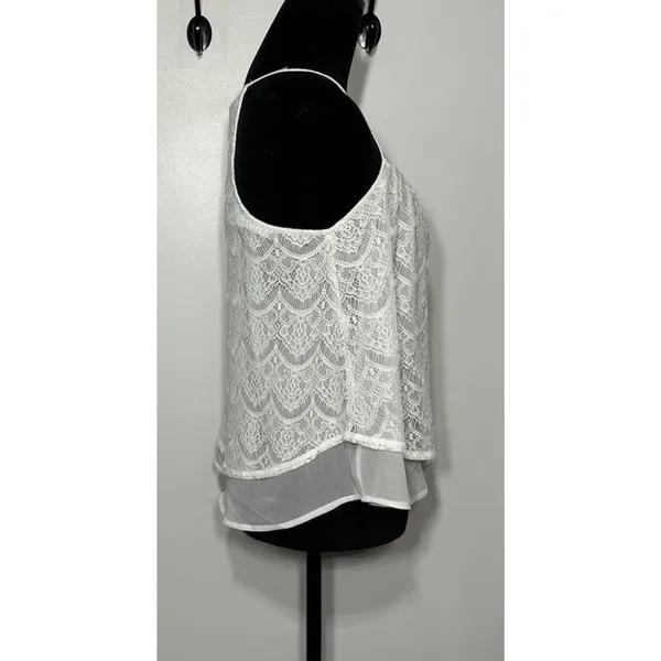 Abercrombie & Fitch Babydoll Top White Lace Flowy Y2K Halter Keyhole Front Small - Image 3