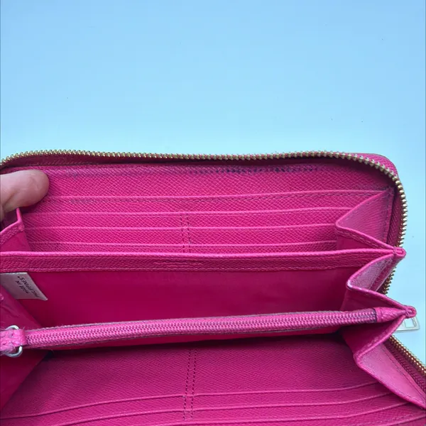 Coach Brown Pink Signature Coated Canvas Zip Wallet - Image 4