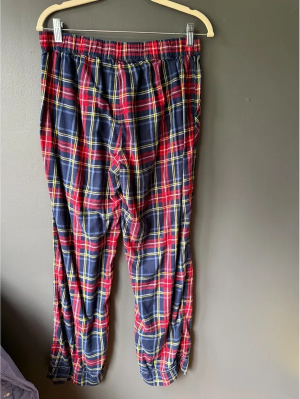 Aerie Cozy Plaid Flannel Lounge Pants with Drawstring Waist and Button Detail - Image 2