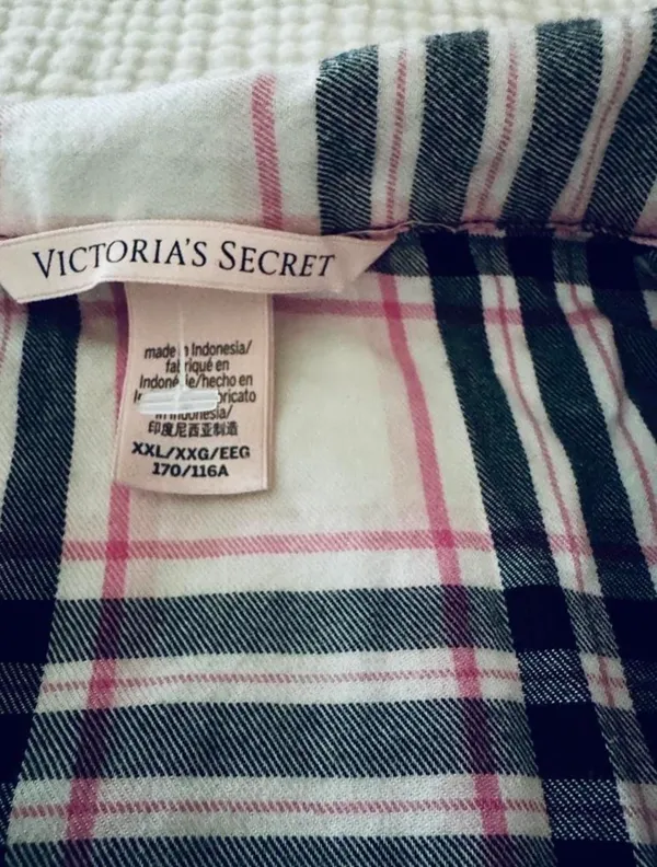 victoria’s secret pajama set pink checkered soft cozy lounge set XXL - Image 2