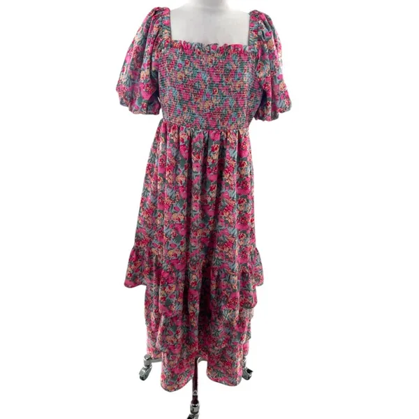 Free‎ the roses floral maxi ruffle dress sz L - Image 7