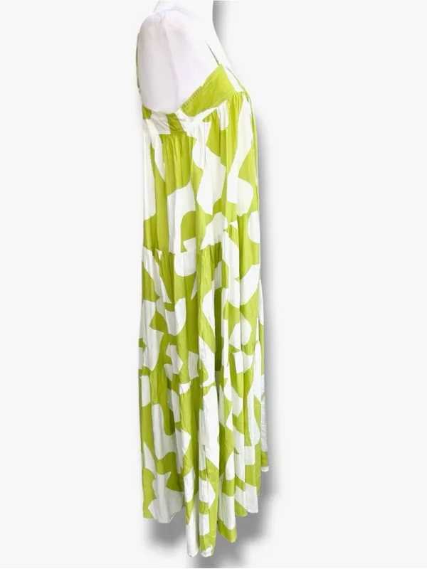 Anthropologie Abel the Label Bright Citron Abstract Tiered Maxi Dress EUC Size S - Image 4
