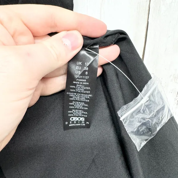 ASOS Dress Women Size 6 Mini‎ Laced Open Black Pleated Ruffled Black Summer - Image 7