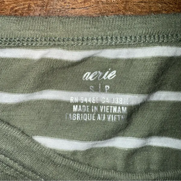 Aerie Olive Cropped Striped Long Sleeve Tee - Image 7