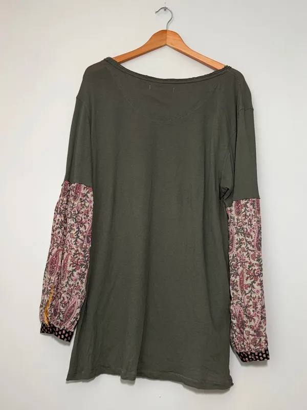 Free People Jade Long Sleeve Tee Mixed Print Sleeves - Image 6