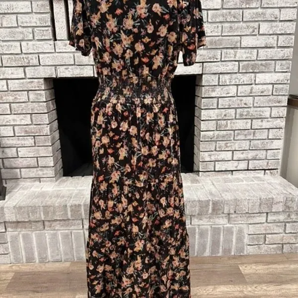 NWT Natural Life Bella Velvet Floral Maxi Dress Tiered Boho‎ Size Medium NEW - Image 12