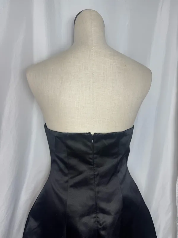 Commence Black Satin gothic Formal elegant Strapless Short Dress Minimalist M - Image 5