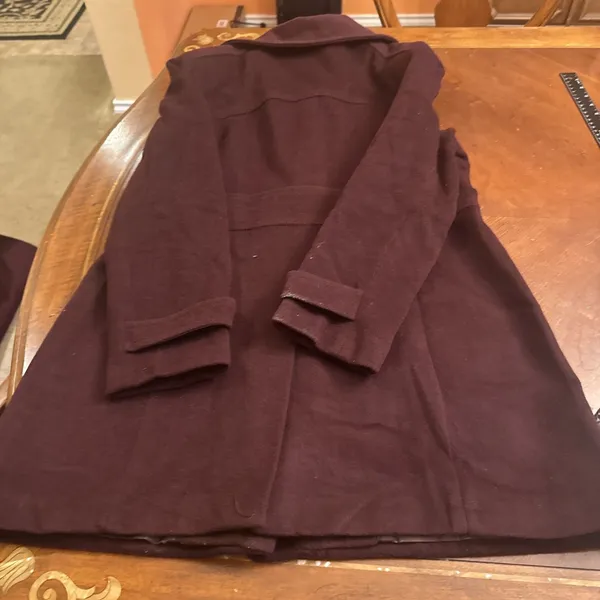 Womens Cole Haan Coat Size 14 Wool Blend Bordeaux Dark Red Burgundy - Image 14