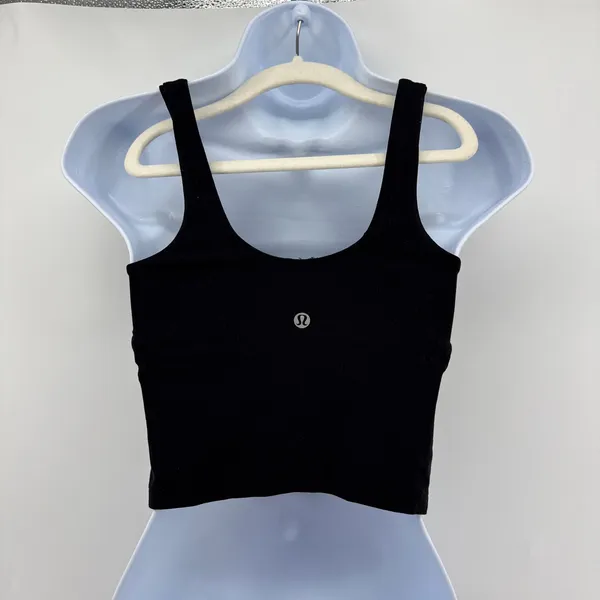 Lululemon Black Align Tank Top Nulu Light‎ Support Built In Bra Size 2 LW1DTMS - Image 2