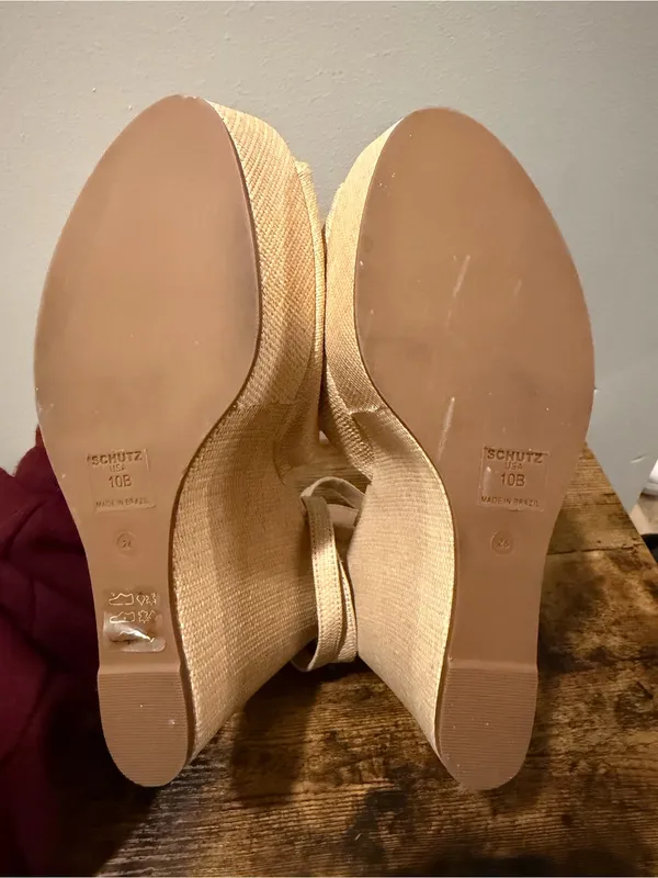 🌸SCHUTZ🌸Neith Straw Wedge Sandal Beige Size: 10B - Image 5