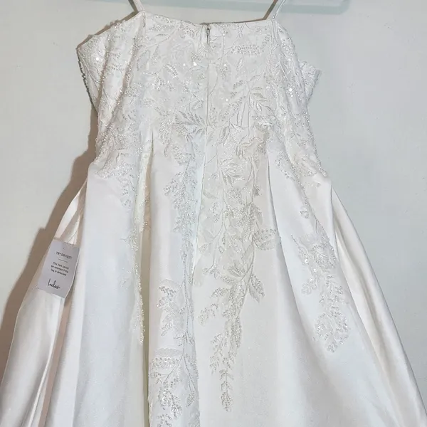 Lulus White Strapless Wedding Dress with Beaded Embroidery NWT Size 12 - Image 8