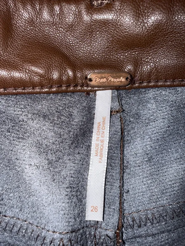 Free People Brown Faux Leather Pants, Size 26 - Image 4