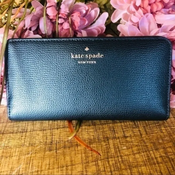 Kate Spade New York Refined Grain Leather Snap Wallet Black NWT - Image 4