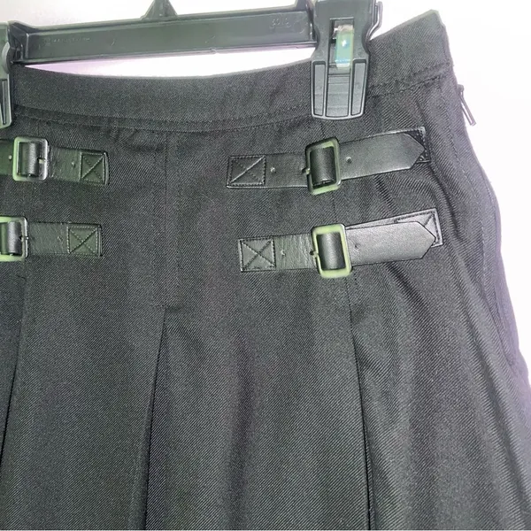 Hot Topic XS Mini Skirt Black Pleated Buckle - Image 2