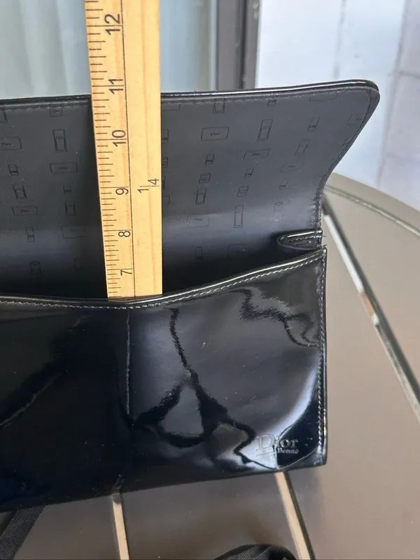 Dior Beaute Black Patent Leather Cosmetic Pouch Parfum Clutch - Image 8