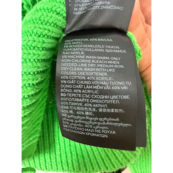 H&M Women Green Ribbed Knit V-Neck Cropped Cardigan Sweater Button Front Small - Image 12