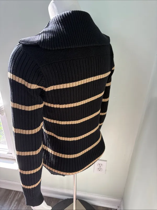 Ralph Lauren Black & Gold Striped Sweater Small - Image 5