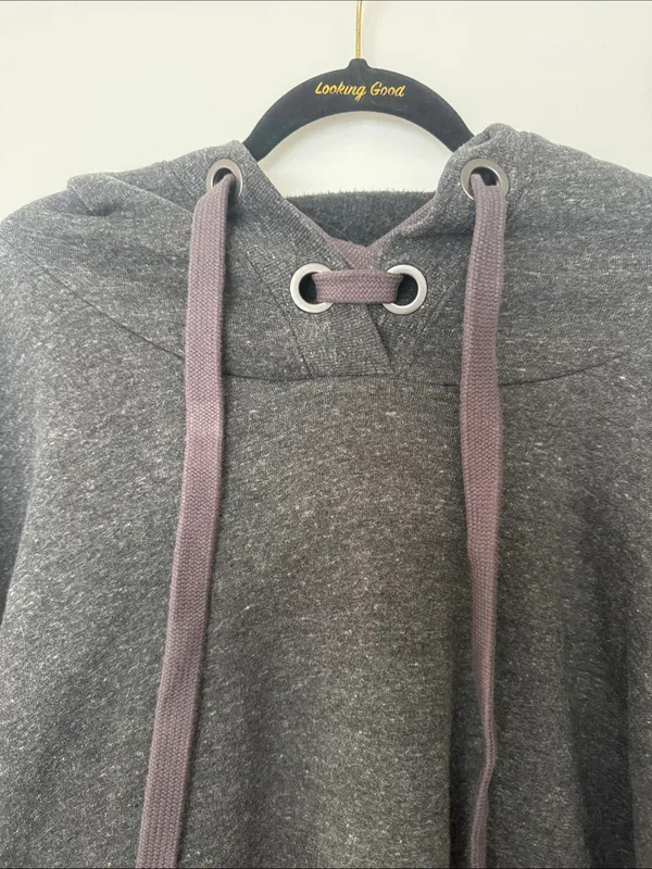 ALO Yoga Realm Charcoal Short-Sleeve Hoodie Pullover- Large - Image 4