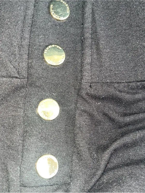 Halston Heritage Wide Leg Black Pants with Gold Button Detail. Size Large. - Image 6