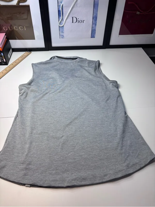Lady Hagen Sleeveless Collared Tank - Heather Gray - Image 4