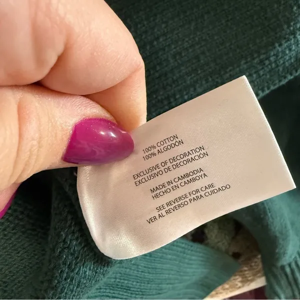 Gap Oversized Cotton Crewneck Sweater Hunter Green Knit Ribbed Detail XL - Image 9