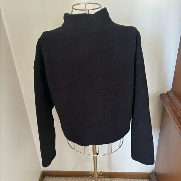 American Eagle Quarter Zip Fleece Pullover Small Black - Image 9