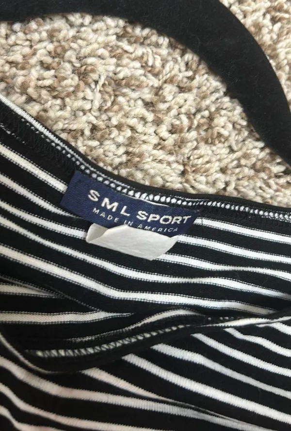 SML Sport Vintage Black And White Striped Tank, Wool, Full Coverage - Image 2