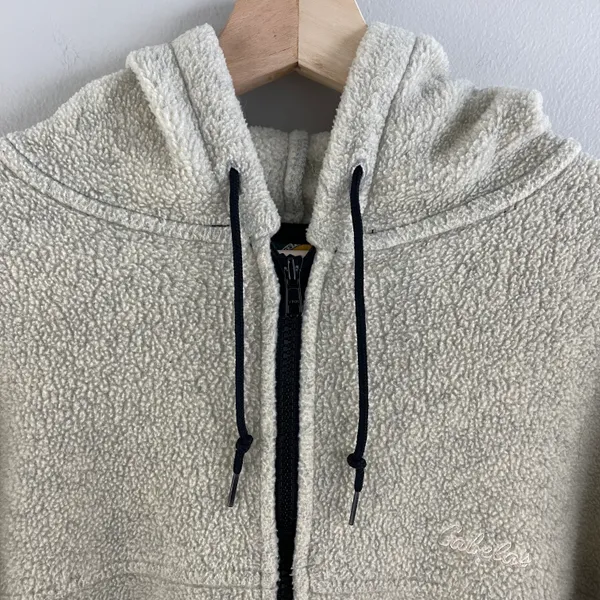 CABELA’S Vintage 90s Womens Beige Hooded Zip Up Canada Polartec Fleece Jacket - Image 4
