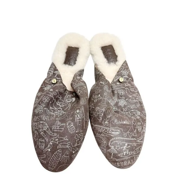 Australia Luxe Doodle Mules Size 5 Brown Leather Shearling Winter Slides NEW‎ - Image 5