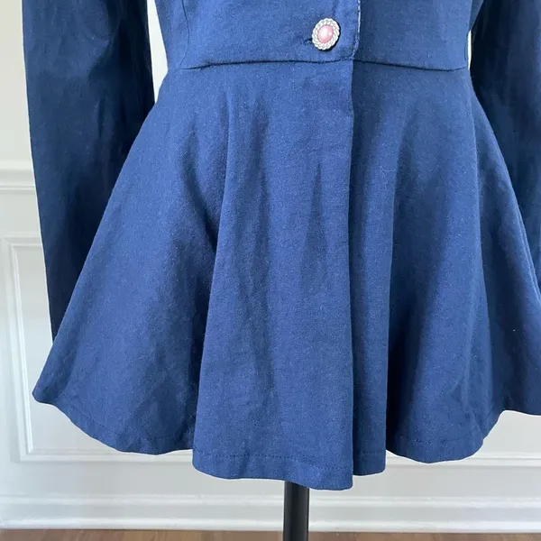 Vintage 80s IN2 Peplum Cardigan Jacket Dark Blue M - Image 5
