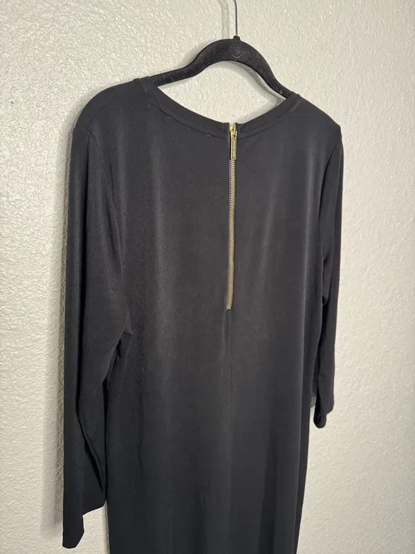 Michael Michael Kors Black Sheer Mesh Panel Long Sleeve Shift Dress SZ L - Image 5