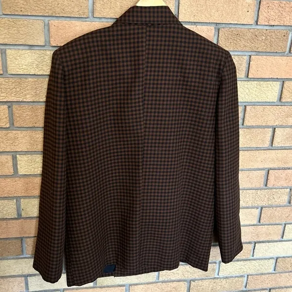 Vintage Daily Habit Brown & Black Checkered Gingham Blazer Juniors Size 7 - Image 3