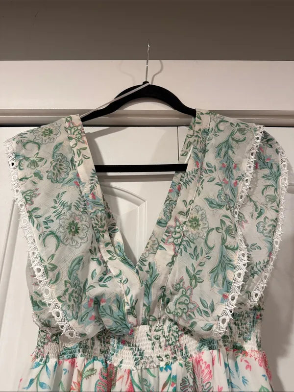 House of Harlow‎ 1960 Pastel Floral Tiered Maxi Dress - Mint & Blush - Image 4