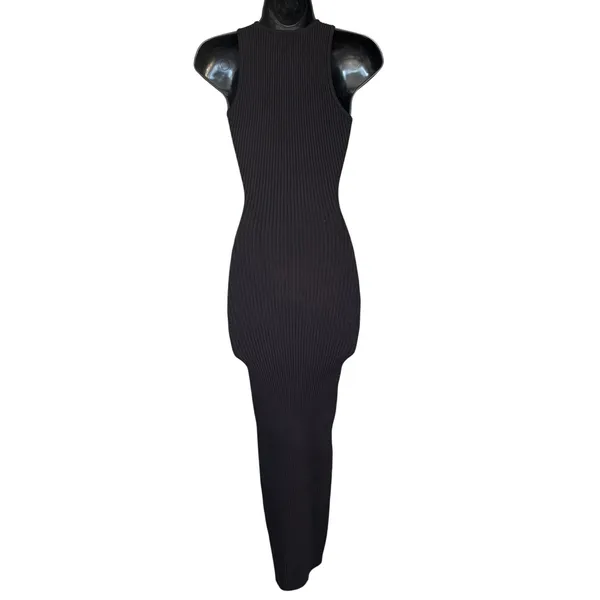Meshki Knit Ribbed Bodycon‎ Maxi Dress sz XS Black - Image 3