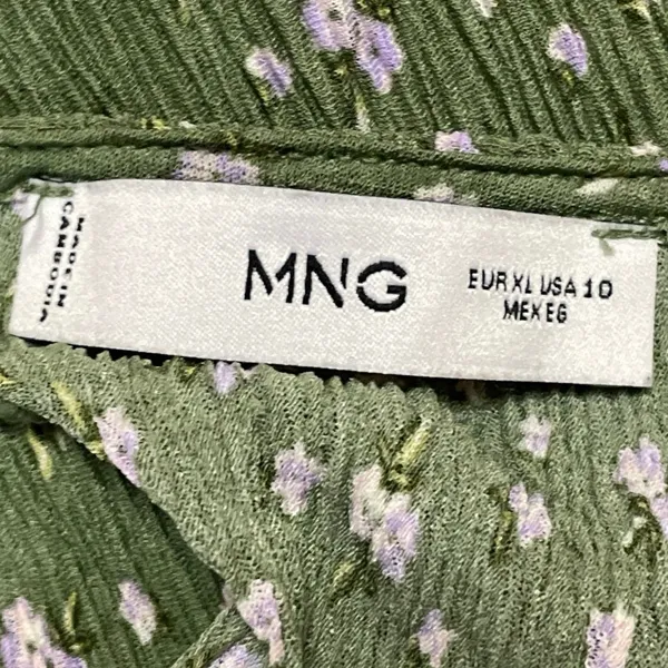 MNG Mango Green Floral Short Sleeve V Neck Empire A Line Maxi Dress Size 10 - Image 4