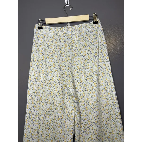 Gilly Hicks Pajama Pants Womens Medium White Floral Jersey Lounge Sleep Cozy - Image 5