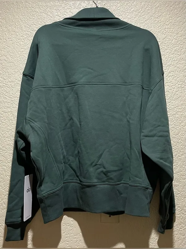 Alo Yoga NWT Hazy Mock Neck Pullover Sweatshirt Pockets in Clover Green Size S - Image 5