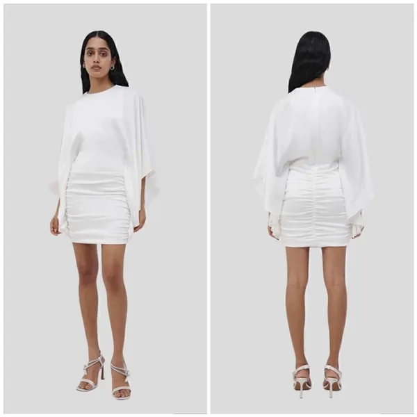 Jonathan Simkhai Kadence Bell Sleeve Mini Dress White-Size 0 - Image 2