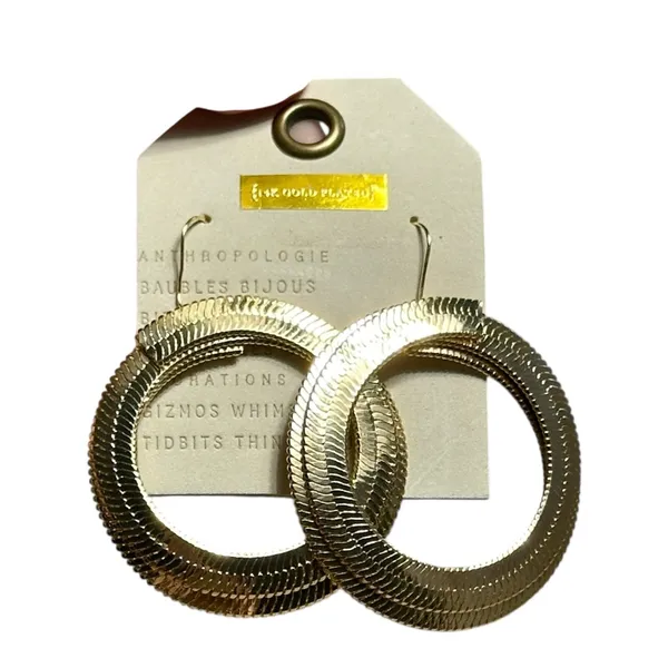 Anthropologie 14k Gold Plated Herringbone Swirl Drop Earrings - Image 6